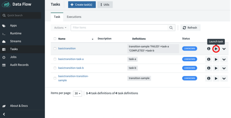 Transition Execution Flow Launch