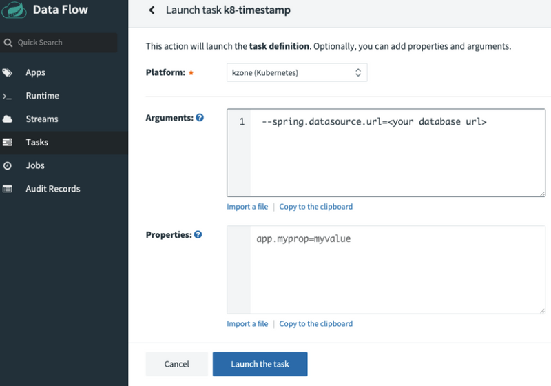 Launch k8- timestamp-task-platform-select