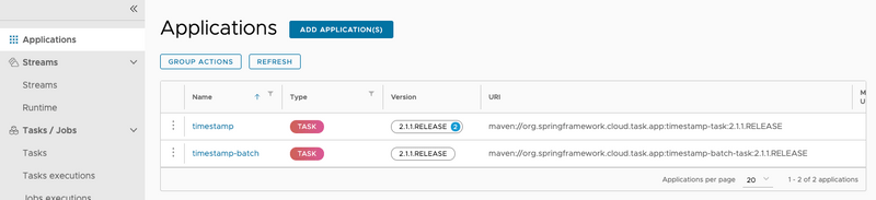 Registering Task Applications with multiple Versions