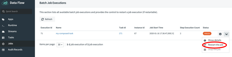 Restart Composed Task Job