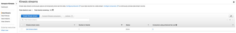 Kinesis Stream Listing