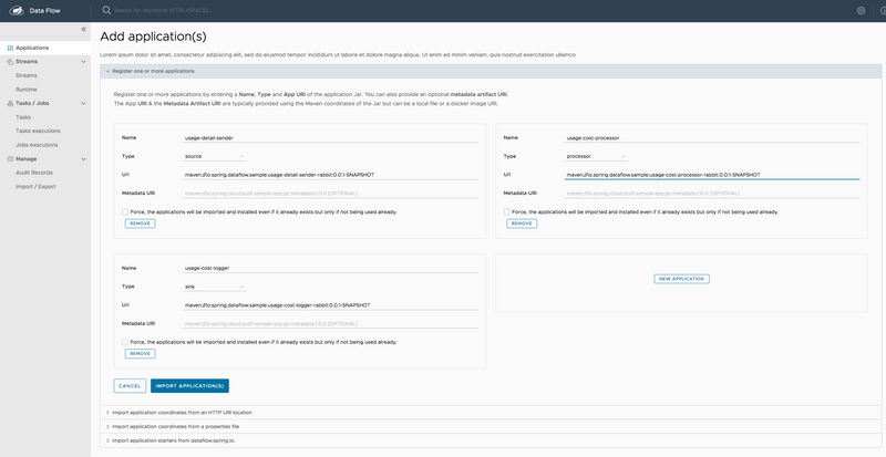 Register source application maven