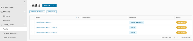 Conditional Execution Task Definition Listing