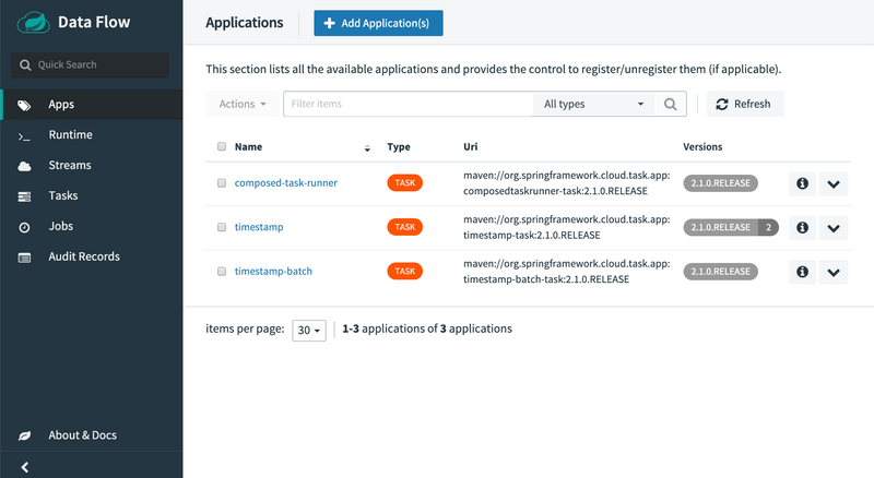 Registering Task Applications with multiple Versions