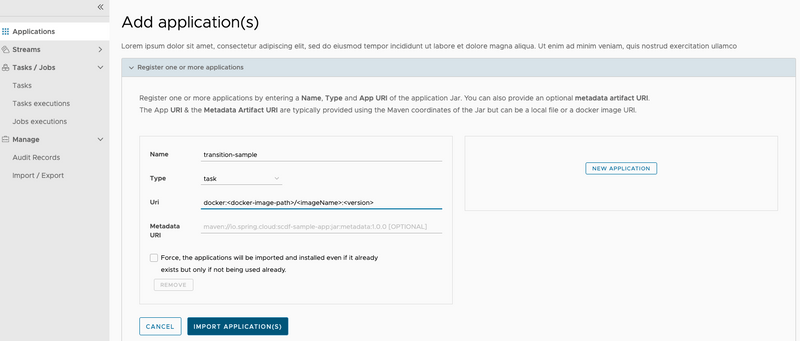 Register the transition sample