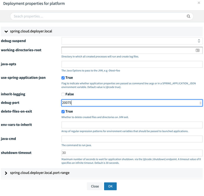 SCDF Remote Debug Apps. Set debugPort