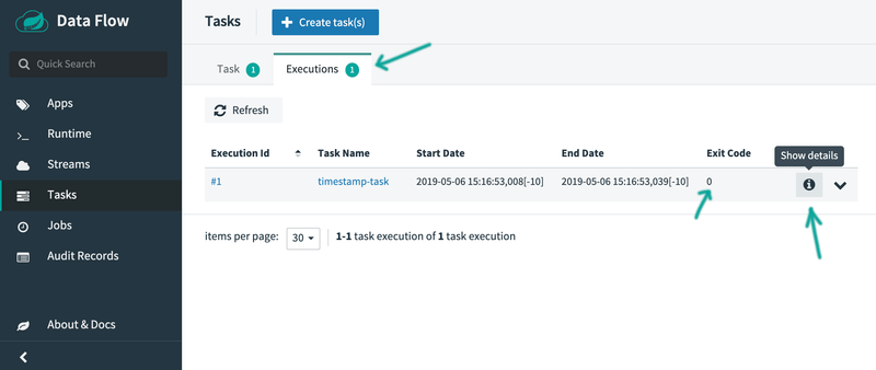 Task Execution List with Successful Task Execution