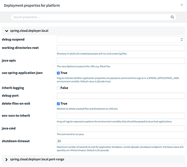 Deployment Properties Deployer Dialog